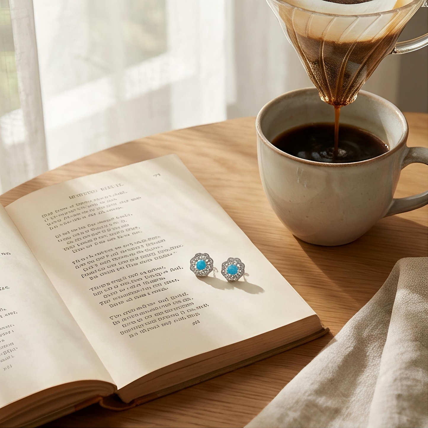 Vintage Turquoise Halo Studs - High-Shine Jewelry Brass