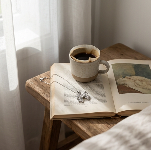 Coquette Crystal Ribbon Necklace | Luxe Stainless Steel Bow Pendant