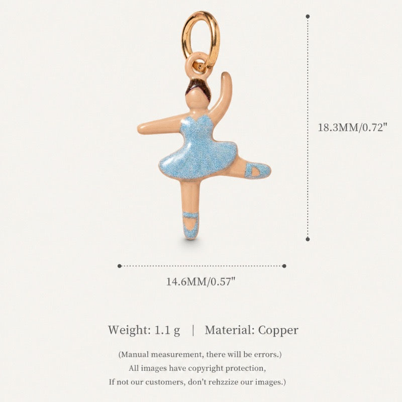 Ballet Story Copper Charm Collection - Blue Ballet Pose