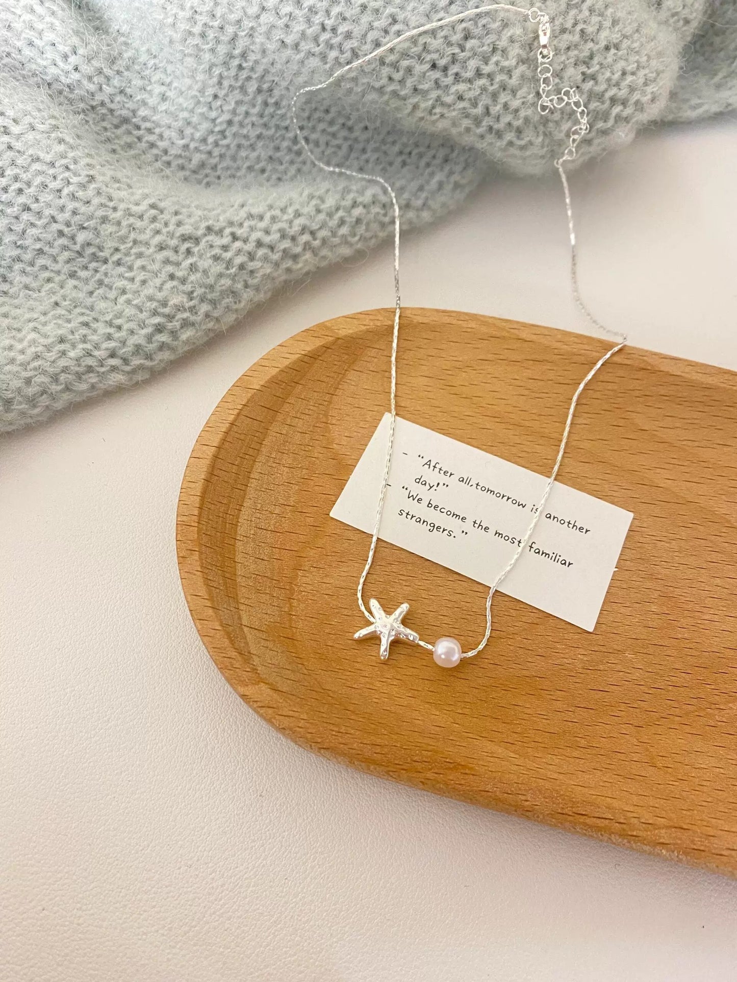 Silver Star Pearl Necklace