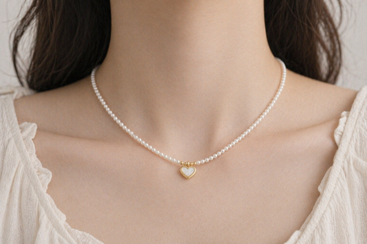 Delicate Heart Seed Pearl Necklace