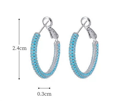 18K White Gold Plated Premium Brass | Full Pave Zirconia Huggies