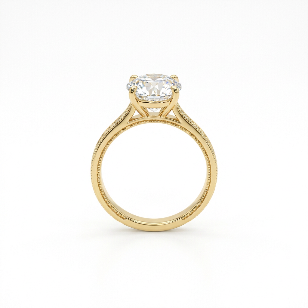 Dainty Four-Prong Oval Solitaire Milgrain Band Ring(Adjustable Ring)