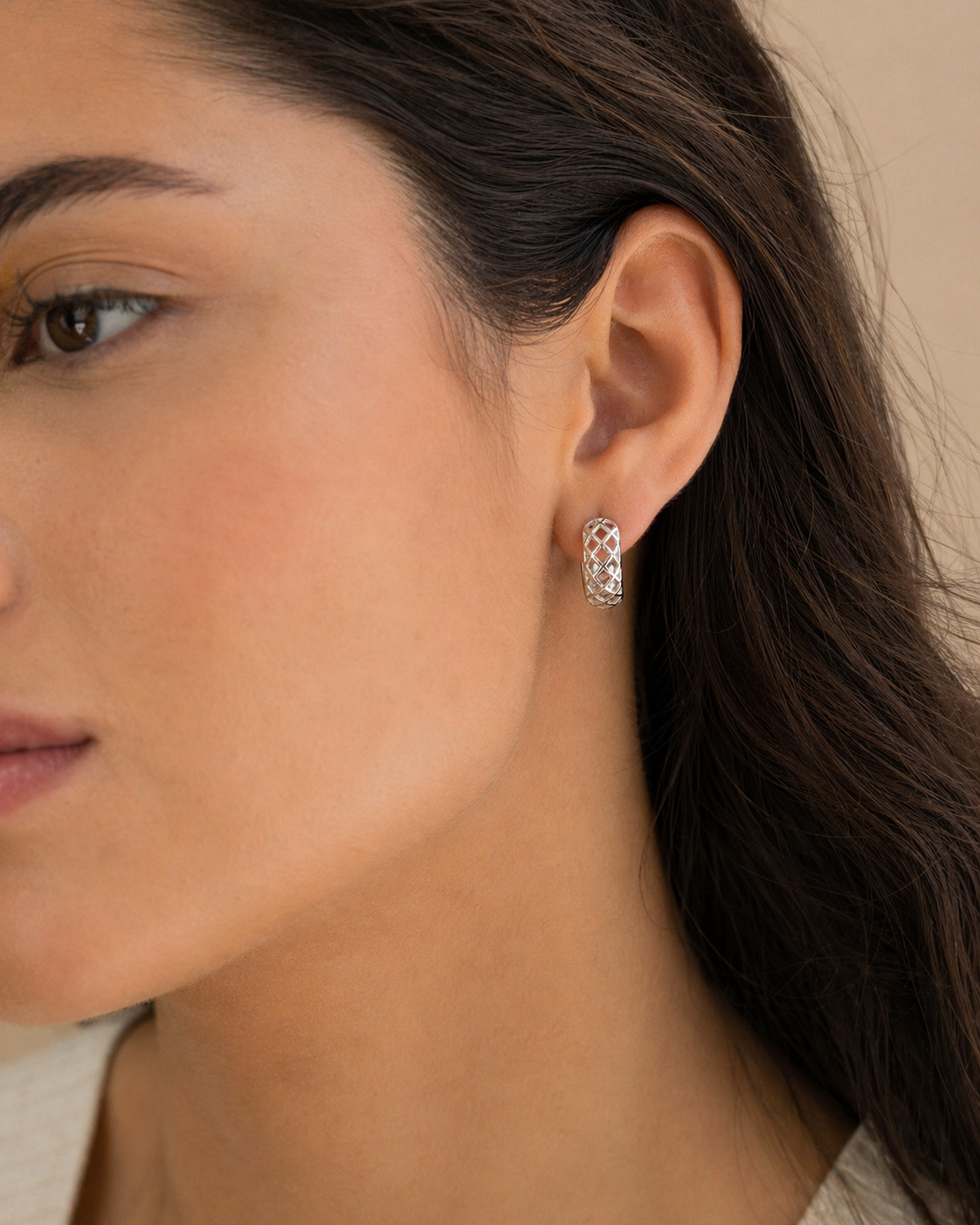 Geometric Hollow Huggie Earrings