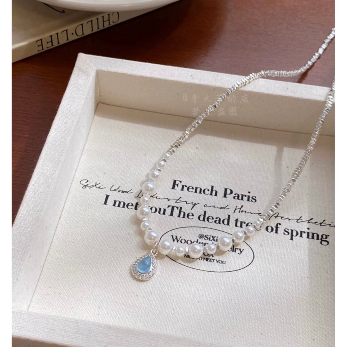 Sea Blue Pearl Pendant Necklace