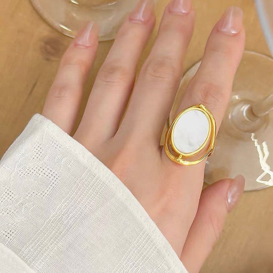 Reversible Mother-of-Pearl Adjustable Ring
