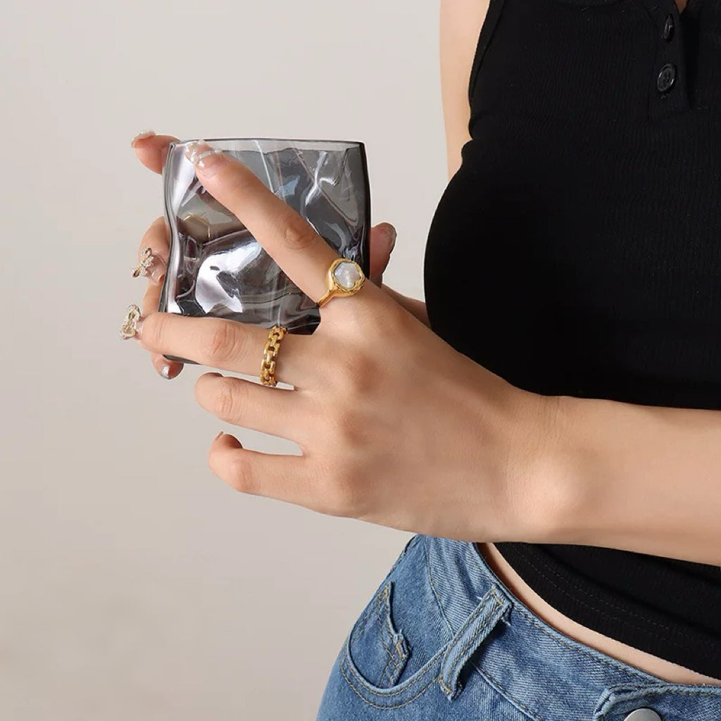 Irregular Mother of Pearl Adjustable Ring