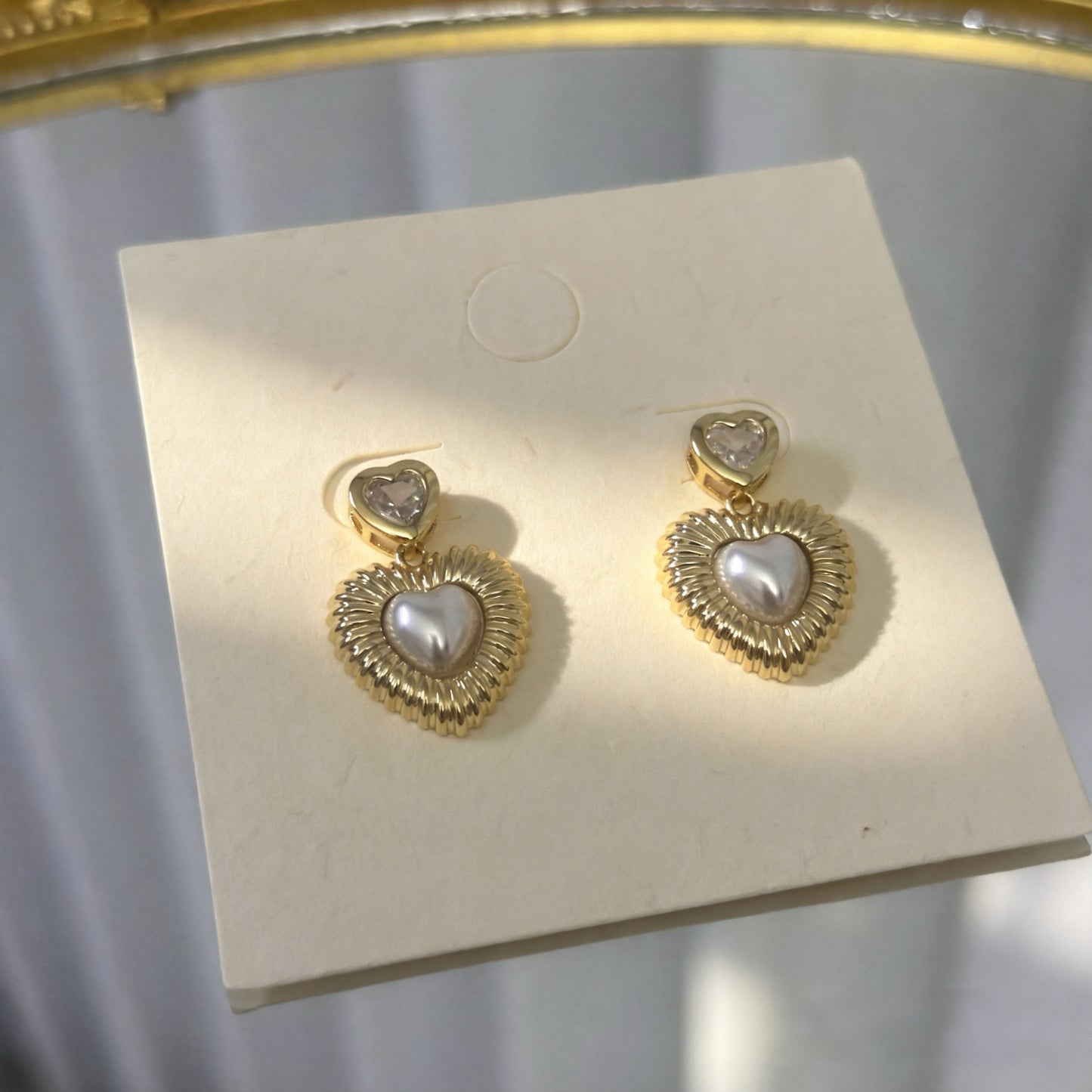 Vintage Pearl Heart Earrings