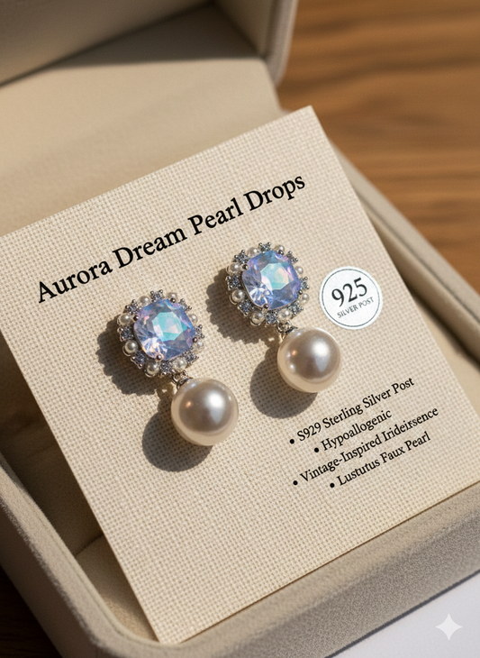 Aurora Dream Pearl Drops - S925 Silver Needle & Vintage Vibe