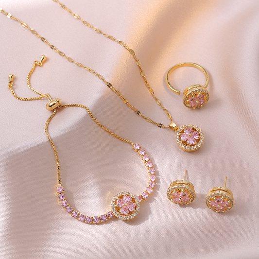 3-Piece Sparkle Set: Micro-Set CZ Spinning Pendant & Titanium Steel Chain