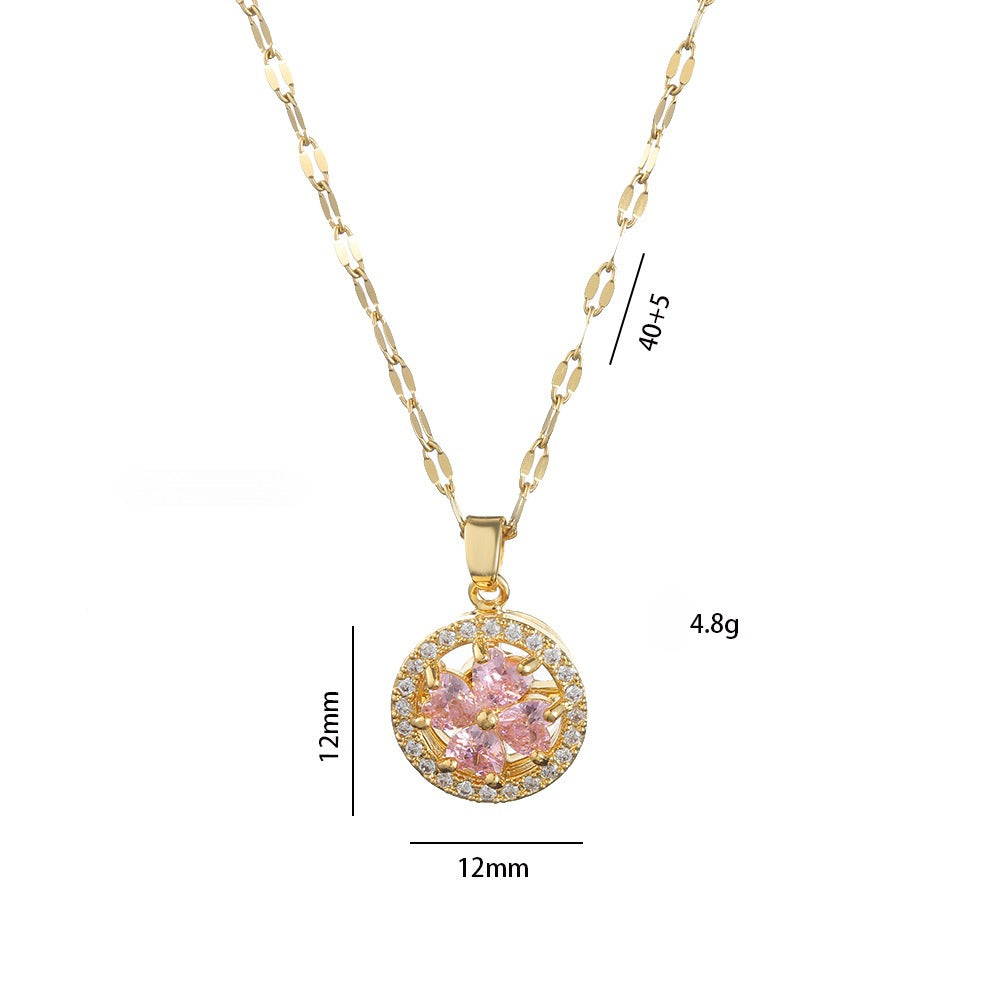 3-Piece Sparkle Set: Micro-Set CZ Spinning Pendant & Titanium Steel Chain