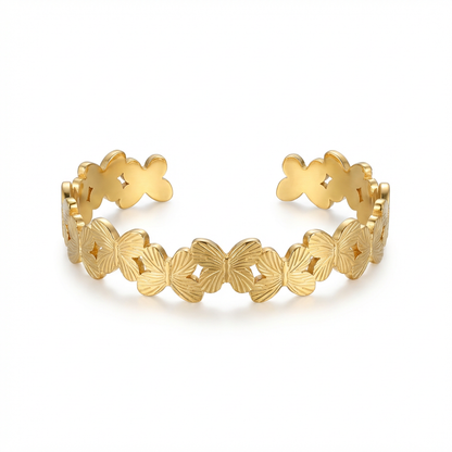 Eternal Bloom Cuff |Embossed Butterfly Stainless Steel Bangle
