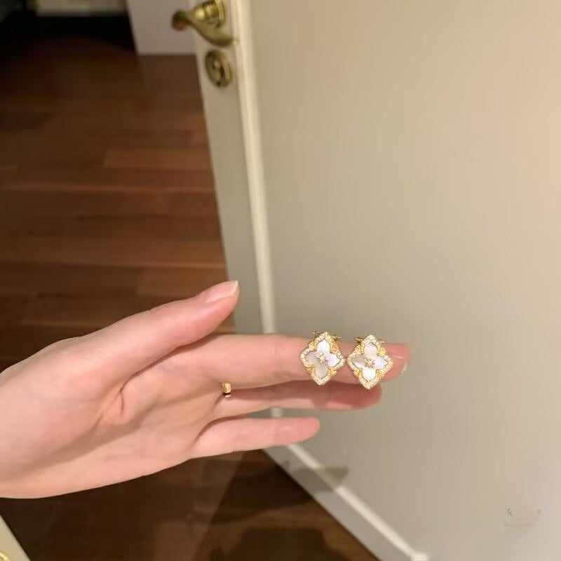 The ‘Lumiere’ Vintage Studs — Real Mother of Pearl in Gold-Plated Brass ✨