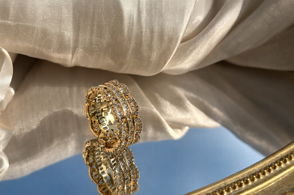 18K Gold Plated Baguette & Pavé Open Ring
