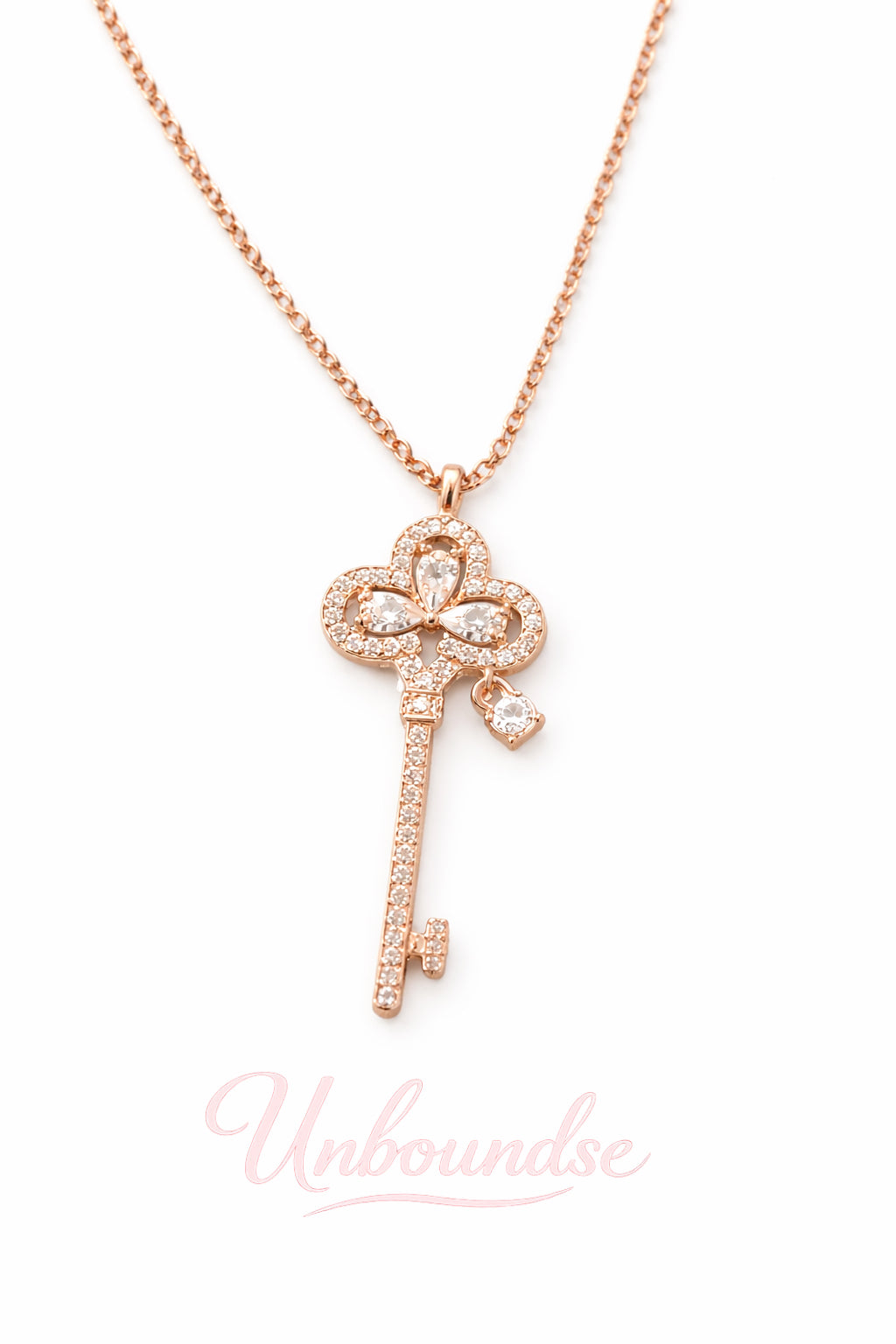 Halskette mit Schlüsselanhänger aus Roségold, 18 Karat vergoldet