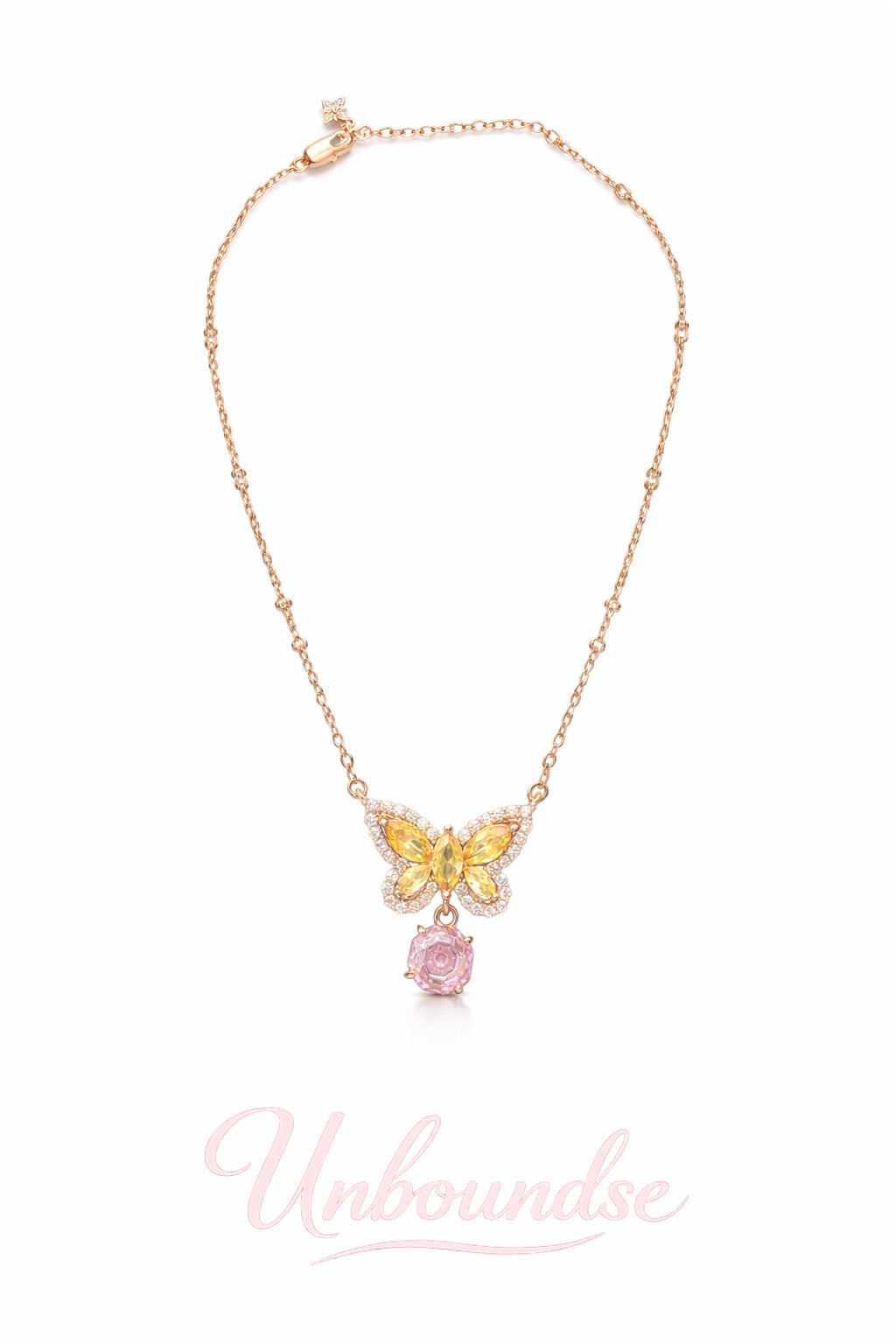 Rose Gold Butterfly Pendant Necklace