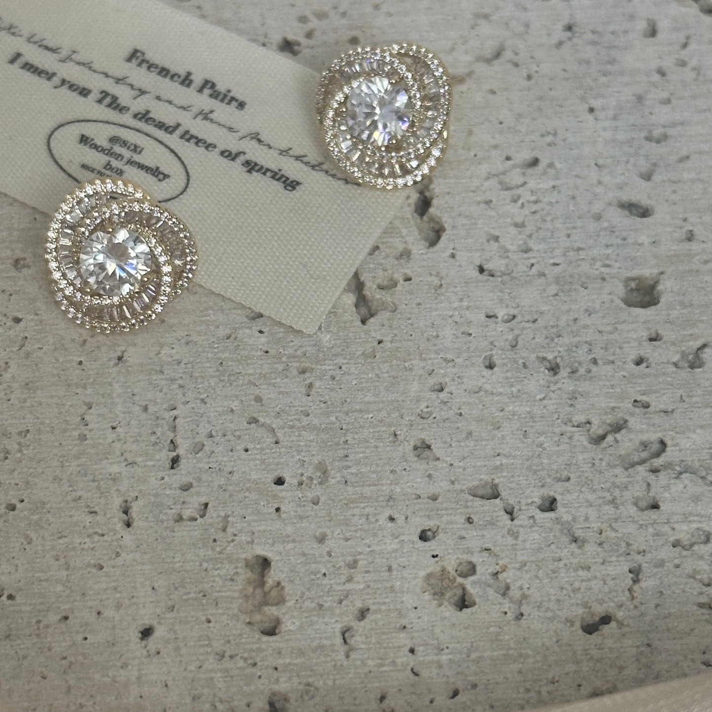 18K Gold Plated Halo Stud Earrings