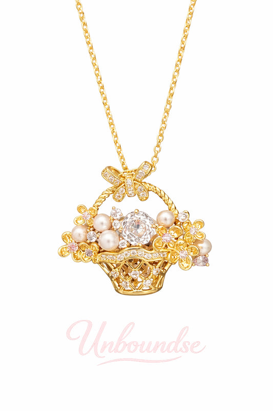 Perlenschleifenhalskette, 18 Karat vergoldet