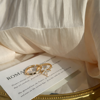 Golden Bloom Stack Ring Set-18K Gold Plated