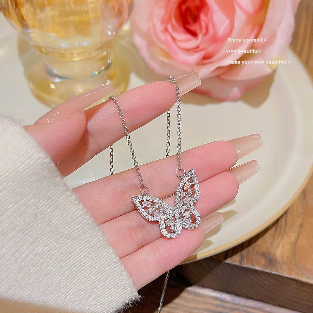 Glistening Filigree Butterfly Necklace | Luxe Stainless Steel Statement