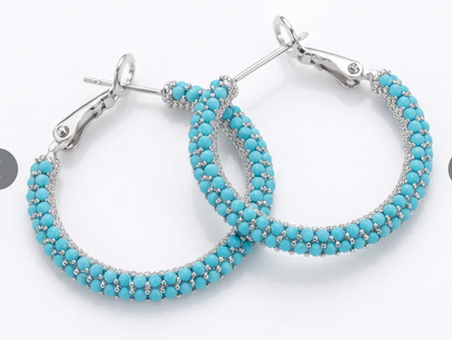 18K White Gold Plated Premium Brass | Full Pave Zirconia Huggies