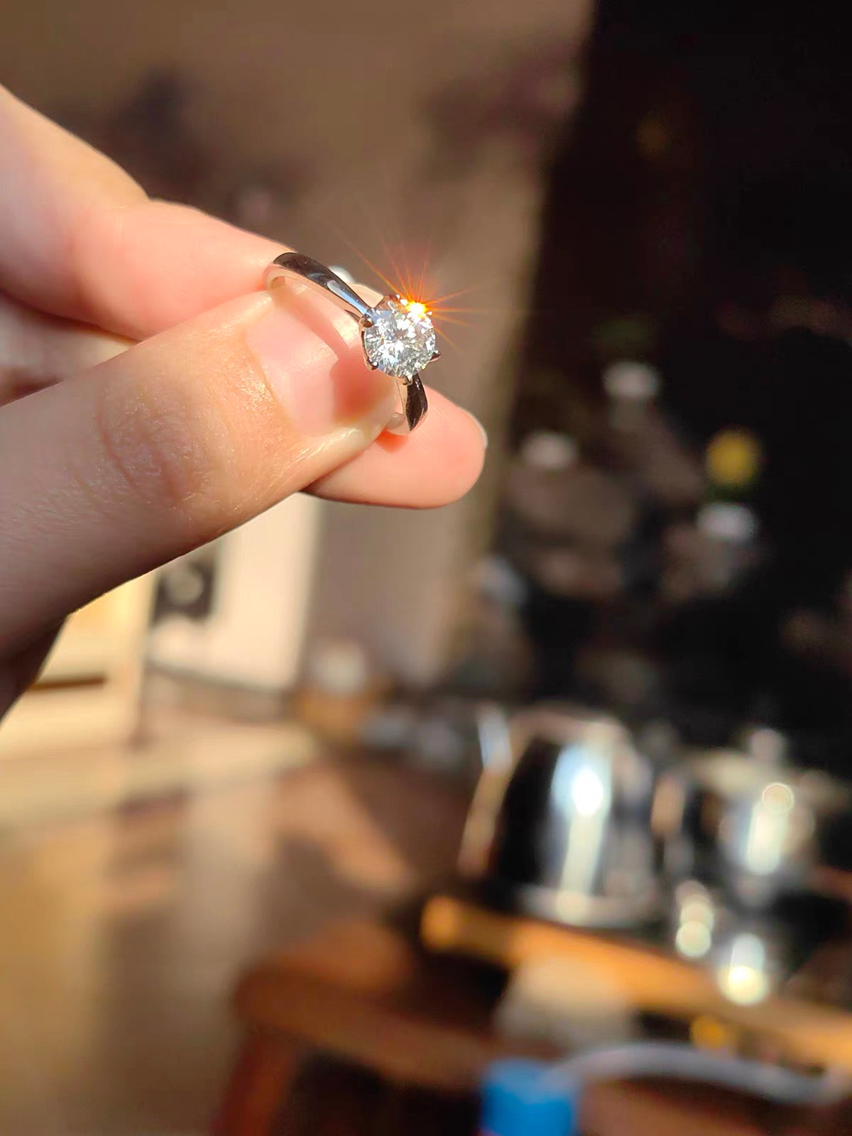 Dainty Round Cut Cushion Halo Pavé Band Ring(Adjustable Ring)