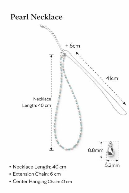 Set aus Halskette und Armband mit Süßwasserperlen und Türkis