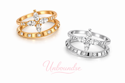 Golden Bloom Stack Ring Set-18K Gold Plated