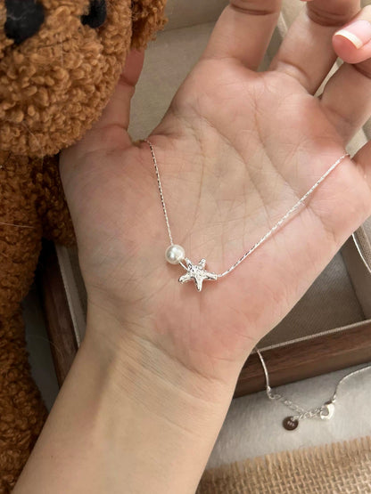 Silver Star Pearl Necklace