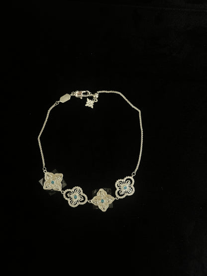 Vintage-Kleeblatt-Armband aus 925er Sterlingsilber