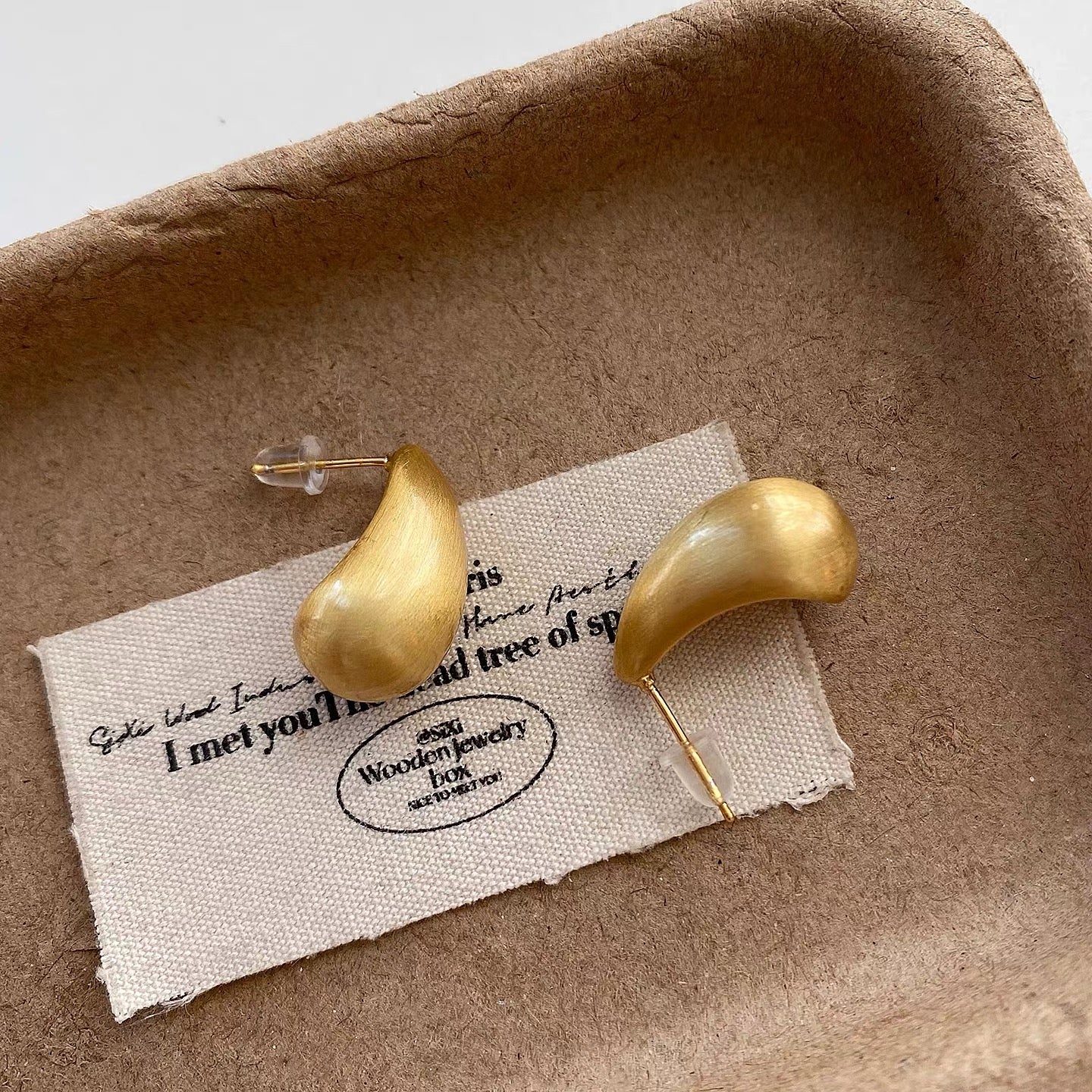 Golden Teardrop Stud Earrings