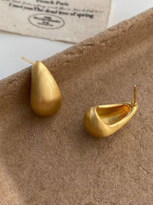 Golden Teardrop Stud Earrings