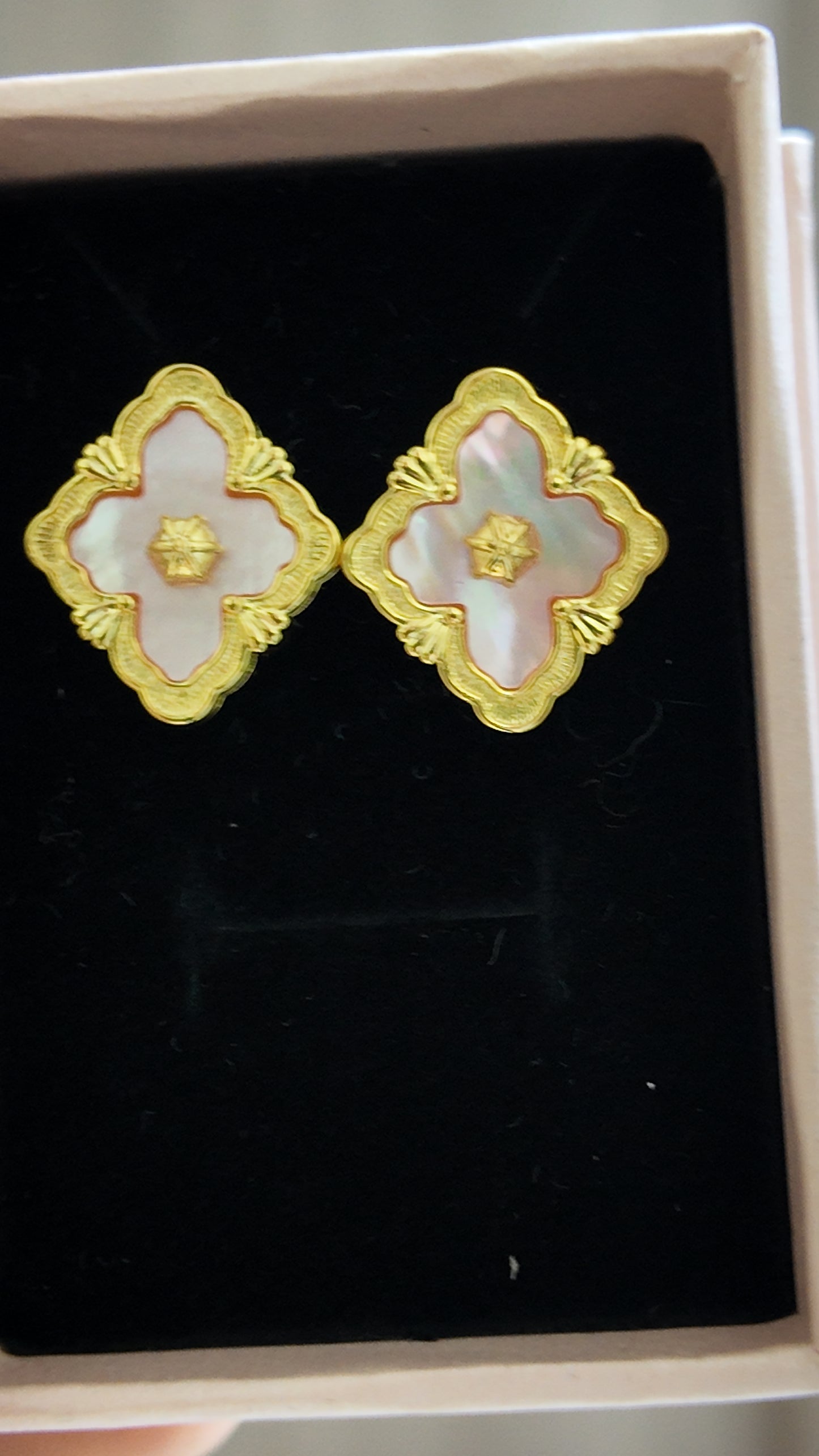 The ‘Lumiere’ Vintage Studs — Real Mother of Pearl in Gold-Plated Brass ✨