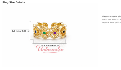 Vintage Floral Openwork Ring – 18K Gold Plated