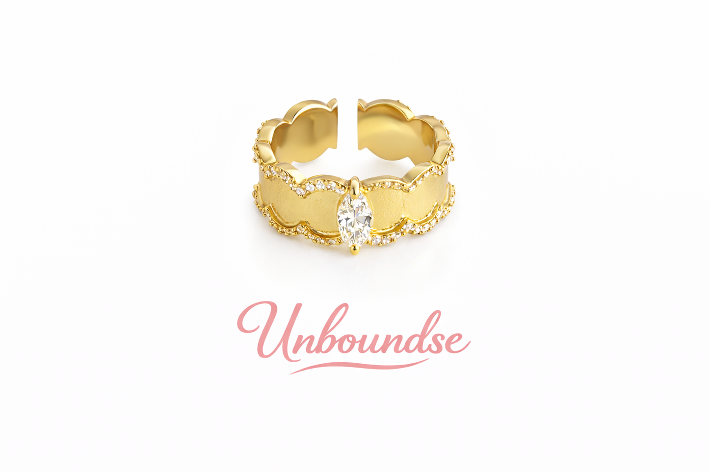 Vintage-Inspired Brushed Gold Scalloped Ring