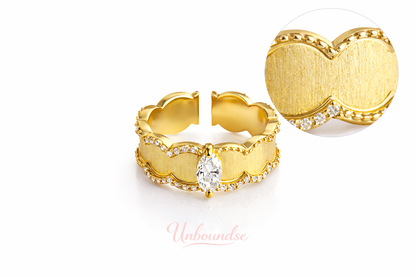 Vintage-Inspired Brushed Gold Scalloped Ring