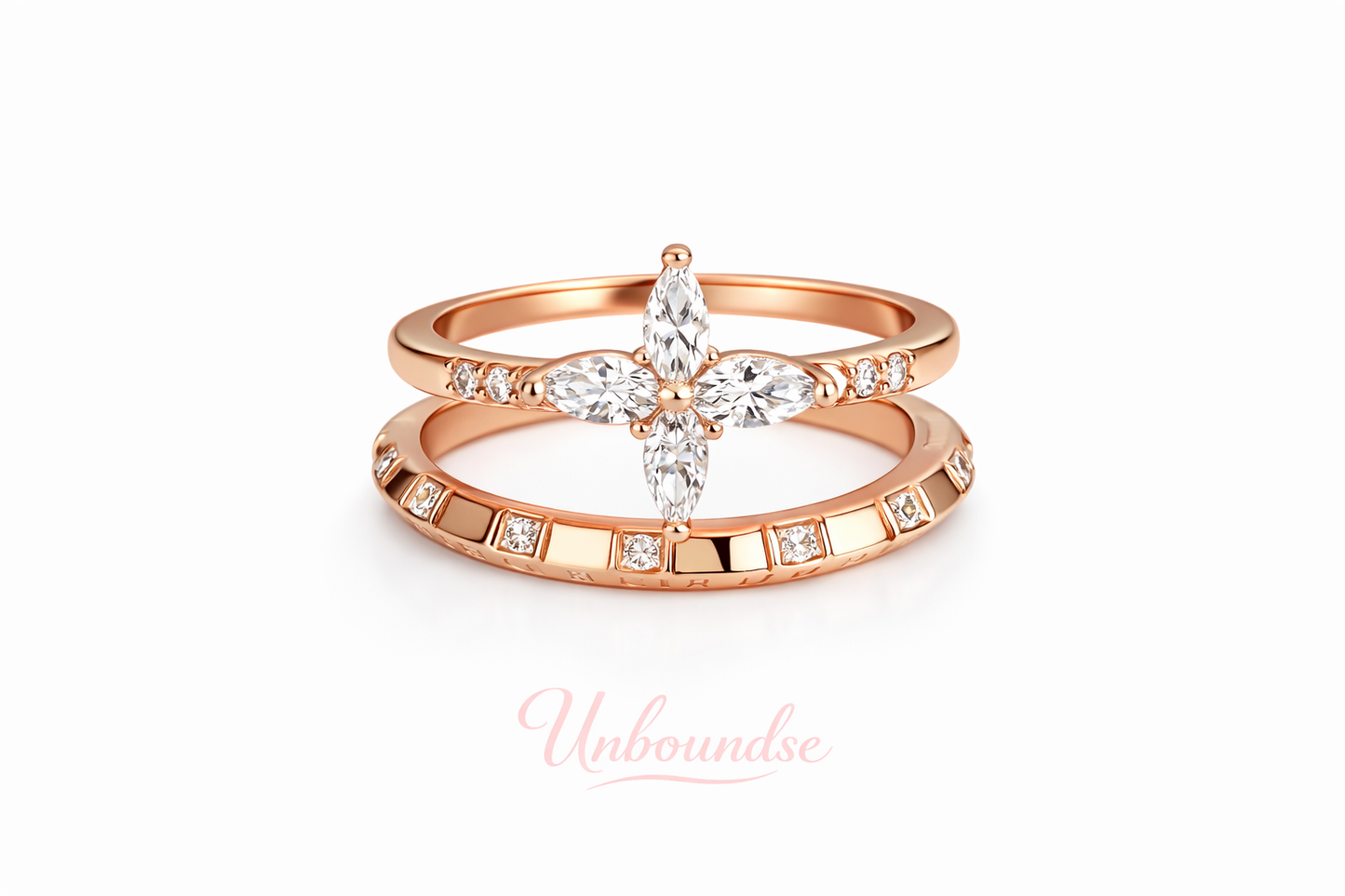 Golden Bloom Stack Ring Set-18K Gold Plated