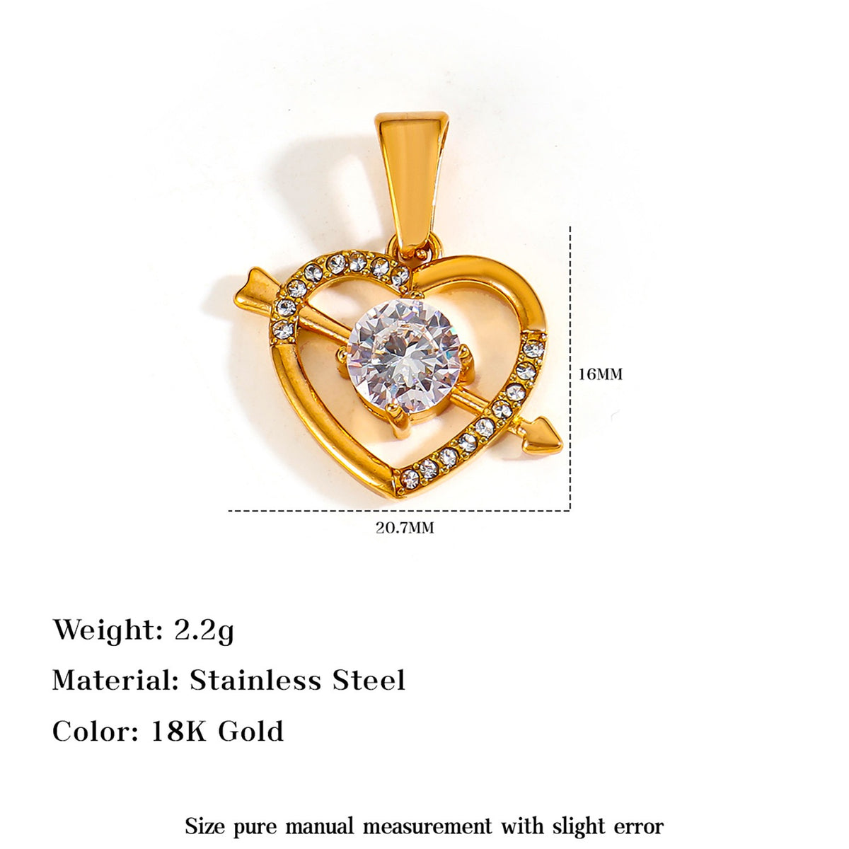 Gold Crystal Heart & Lucky Charm Pendants