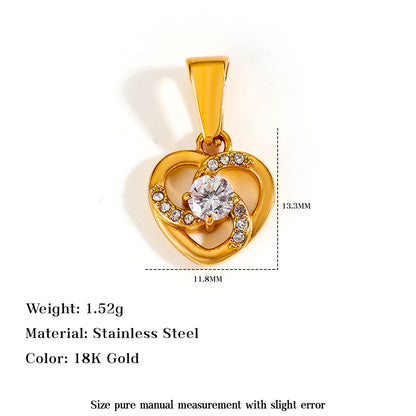 Gold Crystal Heart & Lucky Charm Pendants