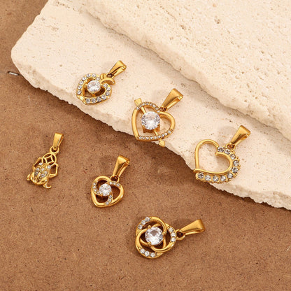 Gold Crystal Heart & Lucky Charm Pendants