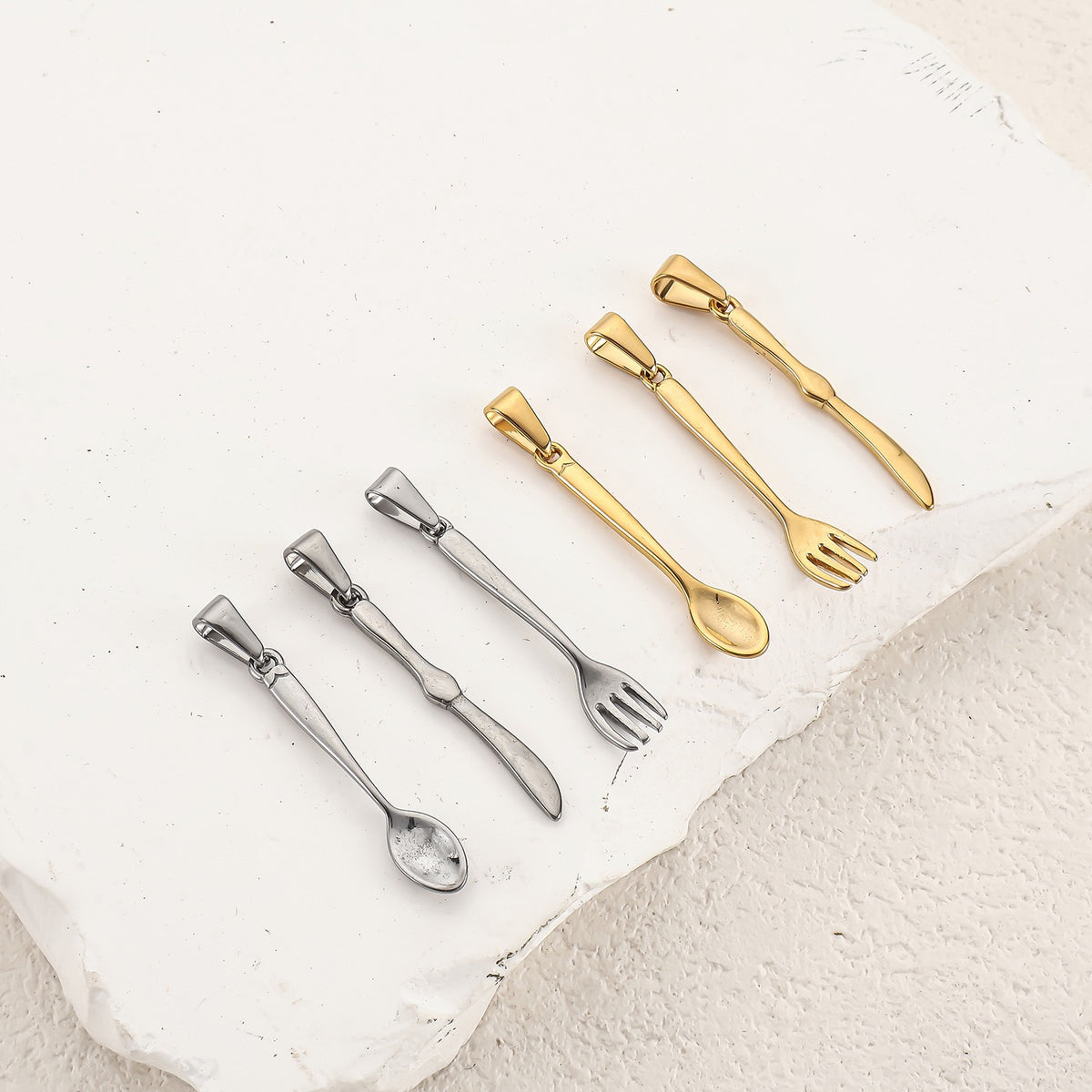 Mini Cutlery Pendant Charms – Gold & Silver