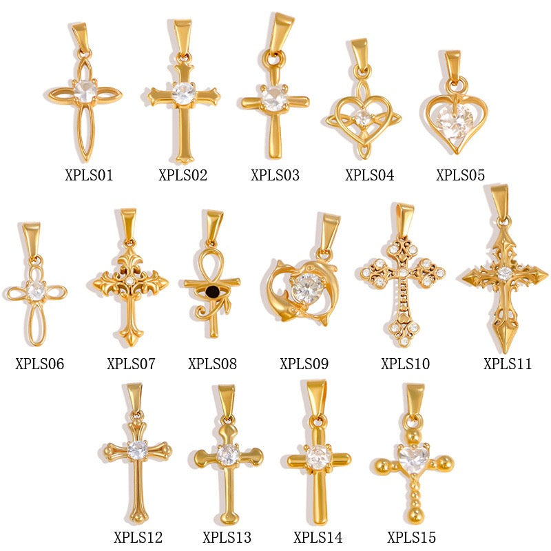 Sparkling Cross Stainless Steel Pendant Collection gallery image 2