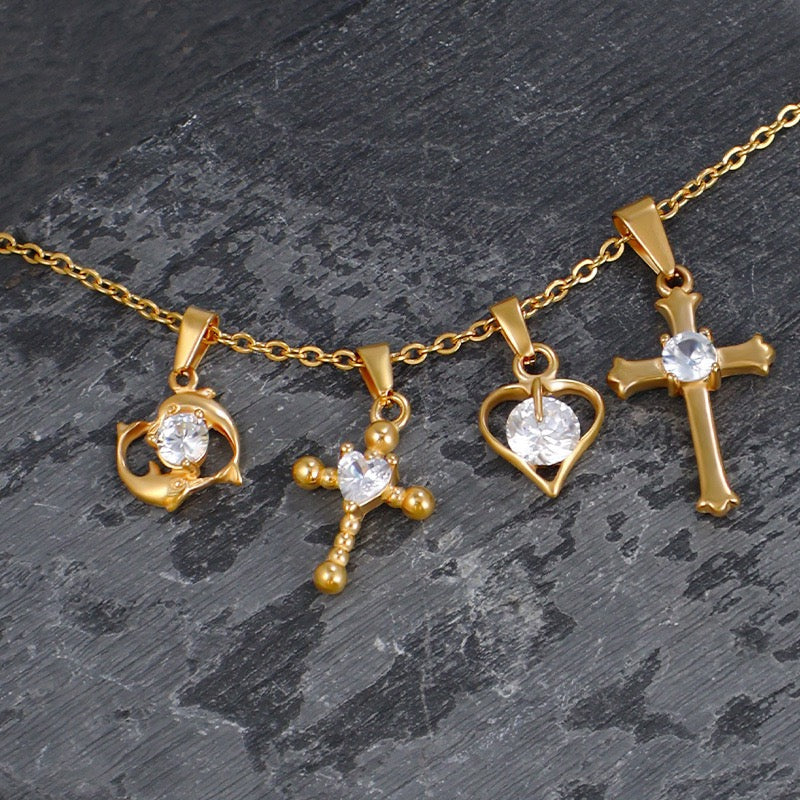 Sparkling Cross Stainless Steel Pendant Collection gallery image 4