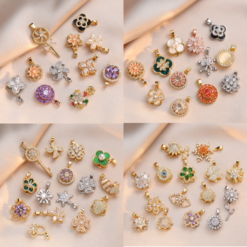 Rotating Floral & Sparkle Copper Pendant Collection main image