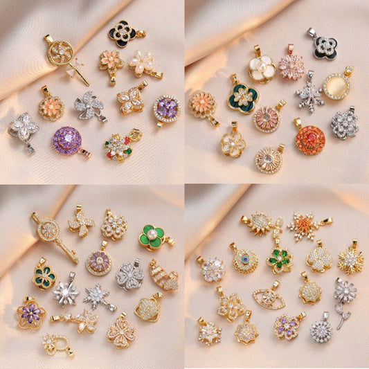 Rotating Floral & Sparkle Copper Pendant Collection main image