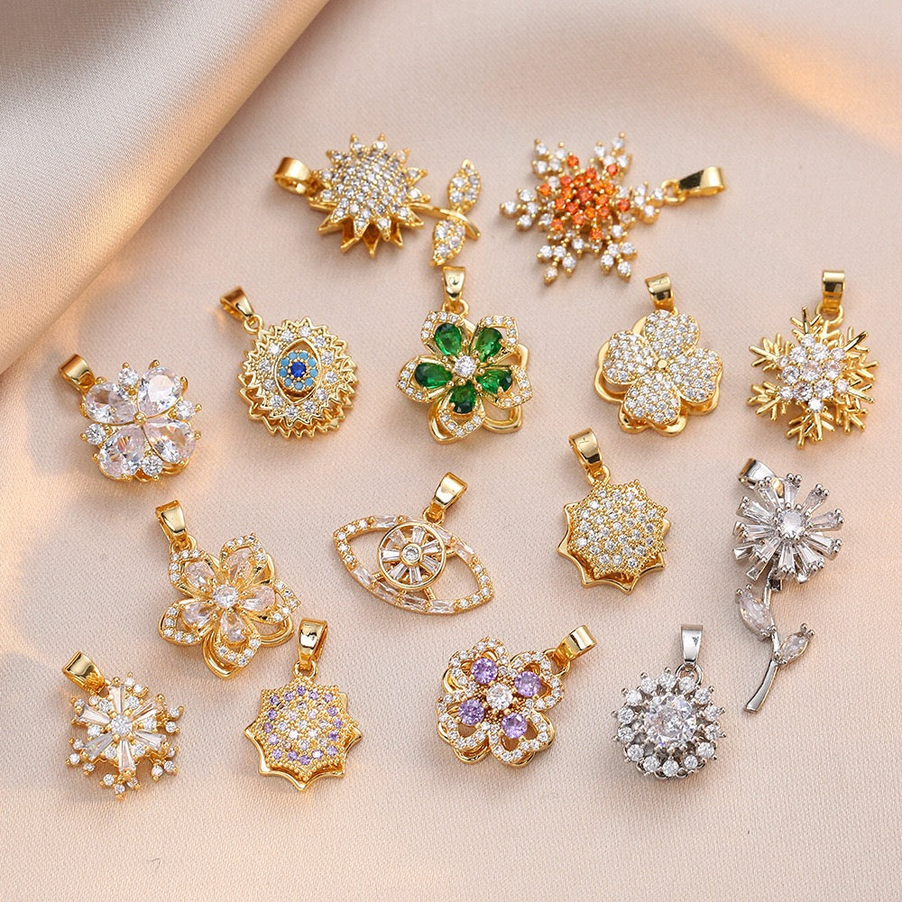 Rotating Floral & Sparkle Copper Pendant Collection gallery image 2