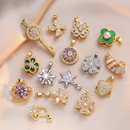 Rotating Floral & Sparkle Copper Pendant Collection gallery image 3