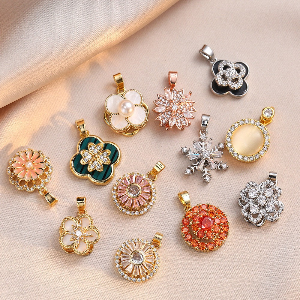 Rotating Floral & Sparkle Copper Pendant Collection gallery image 4