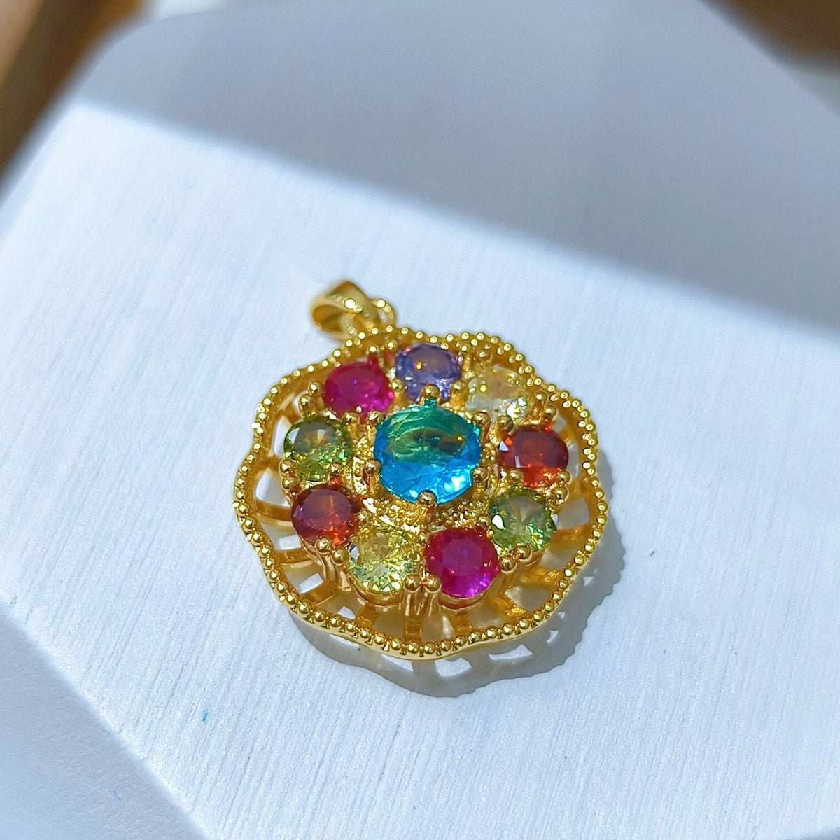 Rotating Floral & Sparkle Copper Pendant Collection style 16