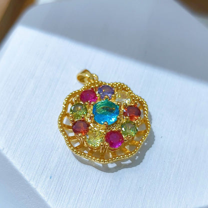 Rotating Floral & Sparkle Copper Pendant Collection style 16
